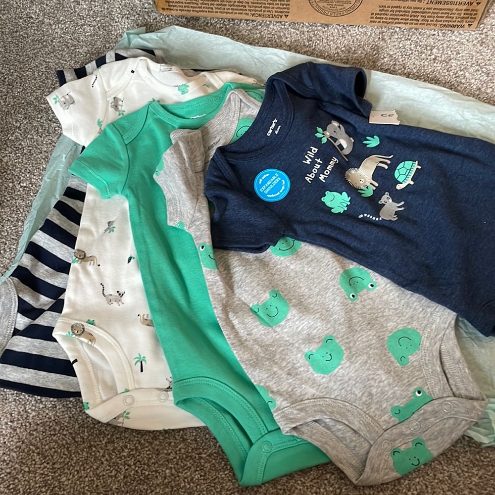 BRAND NEW short sleeve onesies 6 mos!